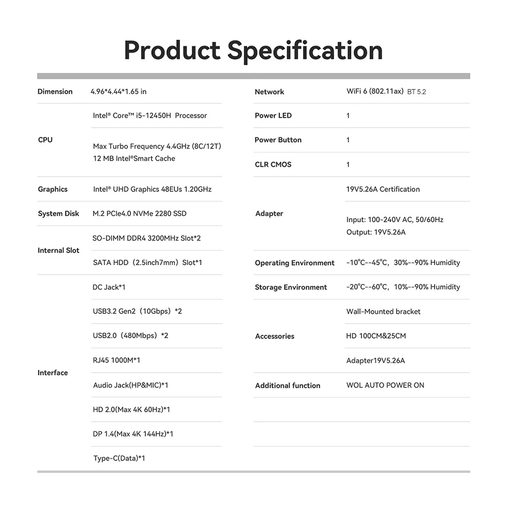 Beelink SEi12 Mini PC - Intel Core i5-12450H 12th Gen, DDR4, SSD, WiFi 6, BT 5.2, PCIe 4.0 - Compact Desktop Game Computer Description Image.This Product Can Be Found With The Tag Names Barebone Mini PC, Computer Office