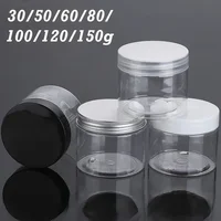1PC 30/50/60/80/100/120/150g Transparent Plastic Jar With Lid Makeup Cosmetic Face Cream Travel Bottle Kitchen Storage Jars 1