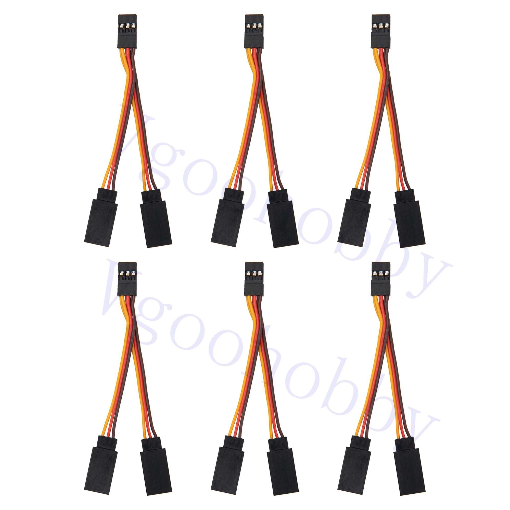 6Pcs JR Style Servo Splitter Cable, 2.75" Servo 1 Male to 2 Female JR