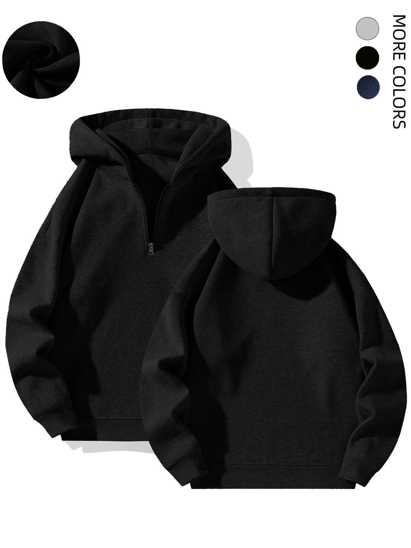 Men's solid color half zip hoodie, casual plain long sleeve pullover sweatshirt men's wear, autumn dress, autumn and winter wear 2