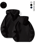 Men's solid color half zip hoodie, casual plain long sleeve pullover sweatshirt men's wear, autumn dress, autumn and winter wear 2