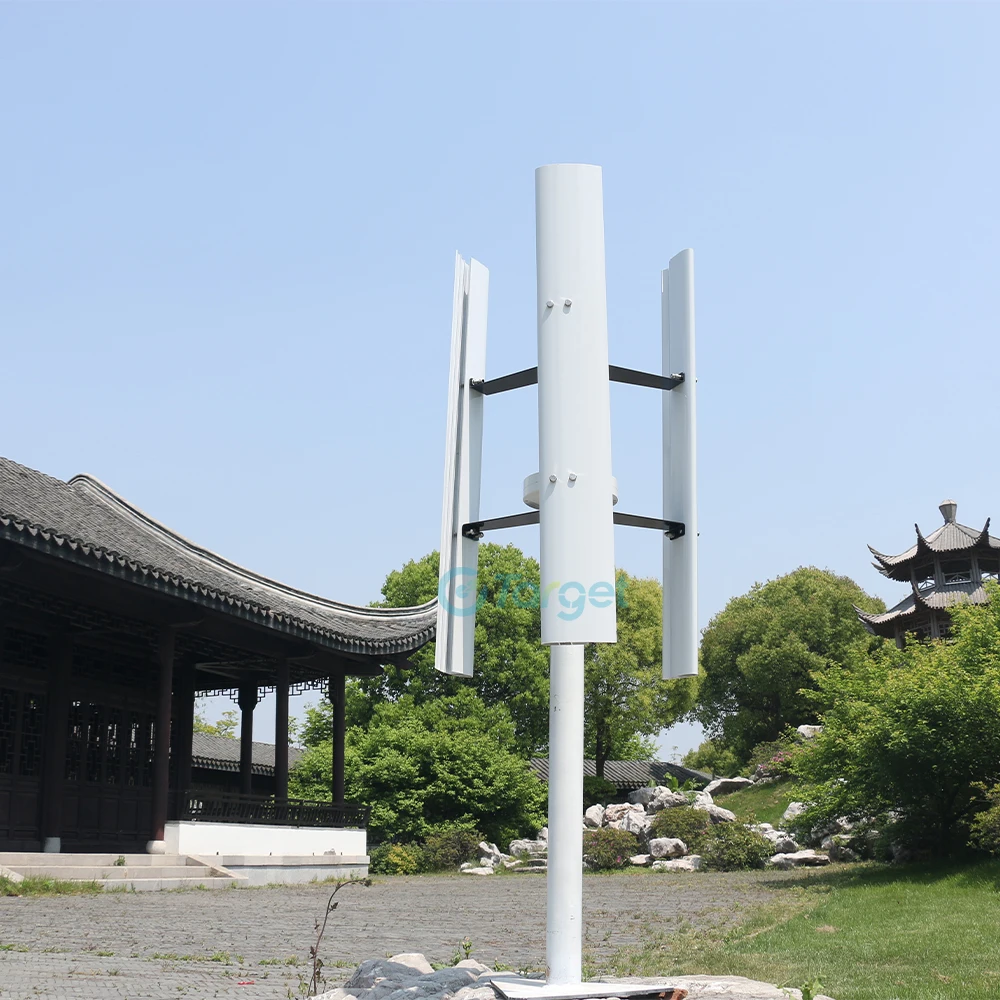 กังหันลมแกนตั้ง เครื่องกำเนิดไฟฟ้าพลังงานทางเลือก 220v AC 5000W 10KW 22KW ชุดอุปกรณ์ครบชุดสำหรับใช้ในครัวเรือน พร้อมคอนโทรลเลอร์และอินเวอร์เตอร์ 1