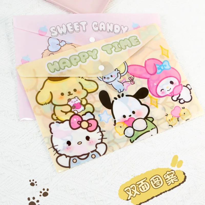 A4 Button File Bag Waterproof Cartoon Paper Storage Bag School Office Supplies Pen Box Storage paper storage bag