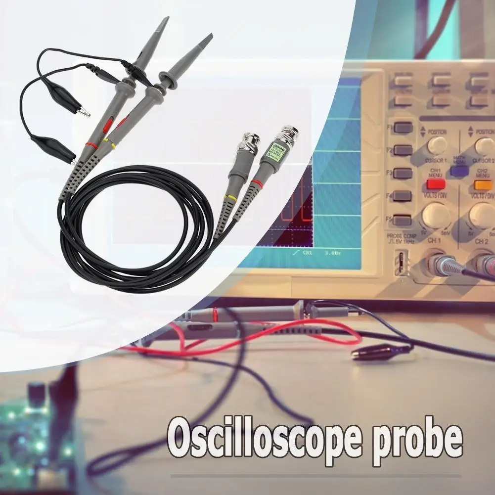 2PC 100MHz BNC Oscilloscope Probe Kit Pluggable Accessories Pro High Precision Scope Analyzer Clip Testing Probes