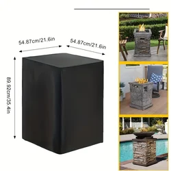 Waterproof All-Weather Square Fire Pit Table Cover - Durable 210D Outdoor Protection - 54x54x89cm (Black)