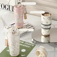 GIANXI 500ML Flower Pattern Coffee Cup Stainless Steel Coffee Thermo Bottle Household Cafe Cup For Coffee Coffeeware Teaware 2