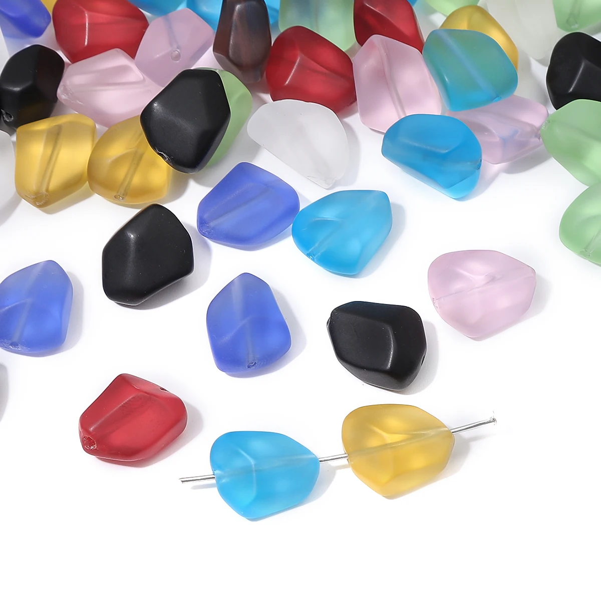 10/20 Stück 12x15mm mattierte geleeförmige Perlen unregelmäßige matte Glasperlen lose Perlen DIY Schmuckherstellung Armband Halskette Ohrring – Detail 2