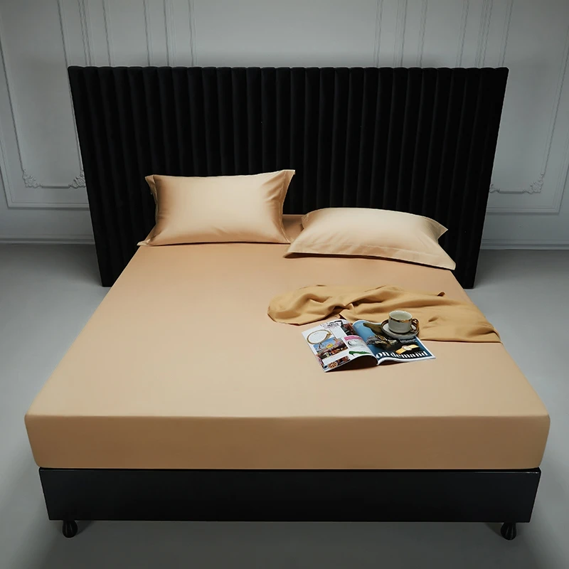 1000TC Egyptian Cotton Fitted Sheet Solid Color Bed Sheet Mattress Cover Elastic Band Fitted Sheet 160x200 180X200 Fit Sheet 1Pc 5
