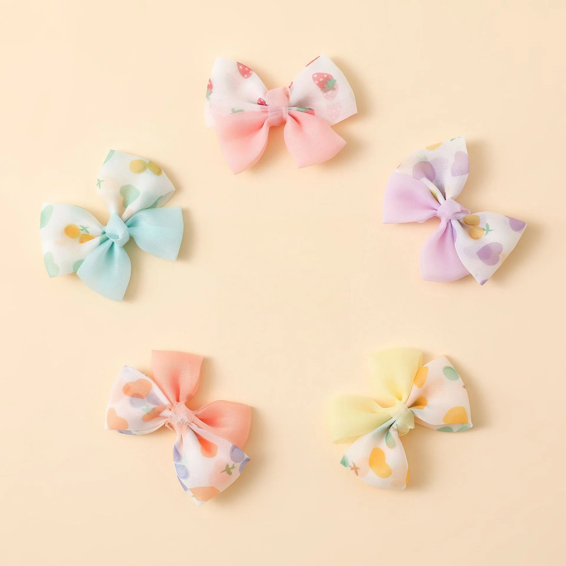 Patchwork Gauze Bow Applique, Fruit Elements Diy Cute Style Accessories,Wedding Dress Hats Shoes Gift Decoration Crafts Supplies