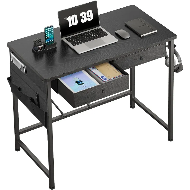 Small Desk with Drawers, 31.5 inch Small Computer Desk with Drawers, Writing Desk with Drawers for Small Spaces, Compact