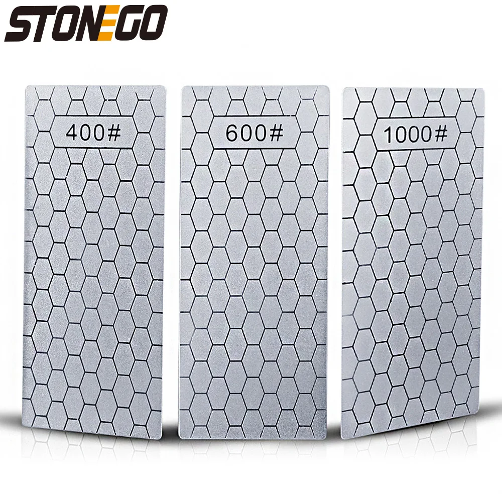 

STONEGO Diamond Knife Sharpener Stone 400#/600#/1000# Ultra-thin Honeycomb Surface Whetstone Grindstone for Sharpening Knives