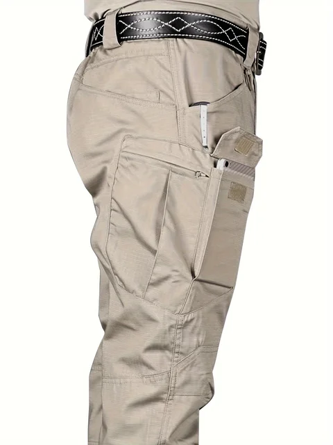 Pantalon tactique multifonctionnel d'extérieur pour hommes, pantalon de survêtement de randonnée en plein air multi-poches, hydrofuge, résistant à l'usure 4