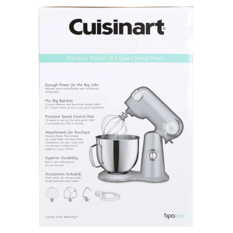 Precision 5.5-Quart Stand Mixer + Ice Cream Maker Attachment - Brushed  Chrome, Cuisinart