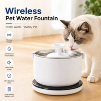 Wireless Cat Water Fountain Auto Sensor Drinking Fountain Quiet Pump 2.5L Stainless Steel Cats Dog Drinker Pet Water Dispenser 1
