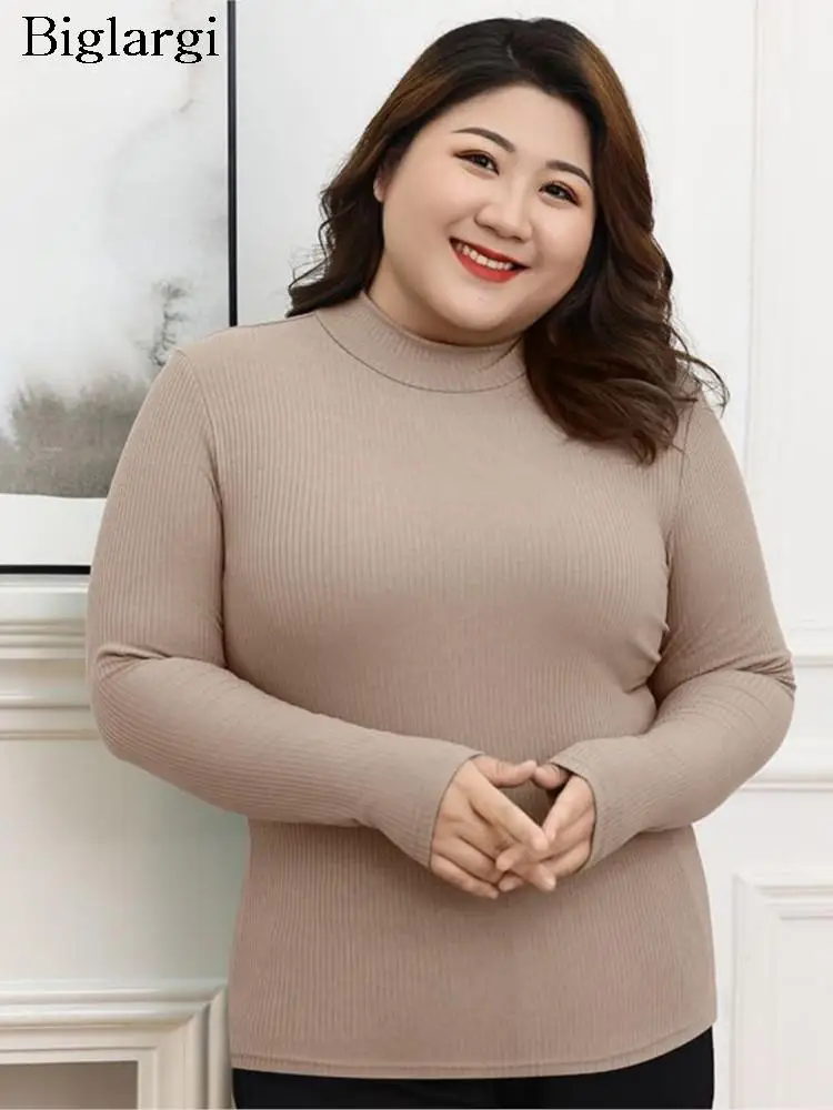 

Plus Size Half Turtleneck Pullover Women 2023 Autumn Winter New Fashion Knitted Bottom Jumper Womens Long Sleeve Woman Top