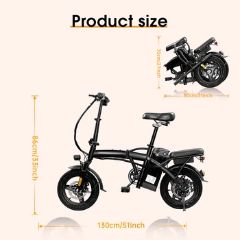 Folding Electric Bike for Adult With Basket 350W Foldable Electric Bicycle 48V 10.4AH Commuting Lightweight Cycling Escooter 6
