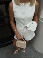 بدلة نسائية بصدر واحد ، أطقم شورت أنيقة ، توبات صدرية ربيعية ، شورت بسحاب ضيق ، بدلات نسائية للمكتب ، ياقة دائرية ، صيف ، 1