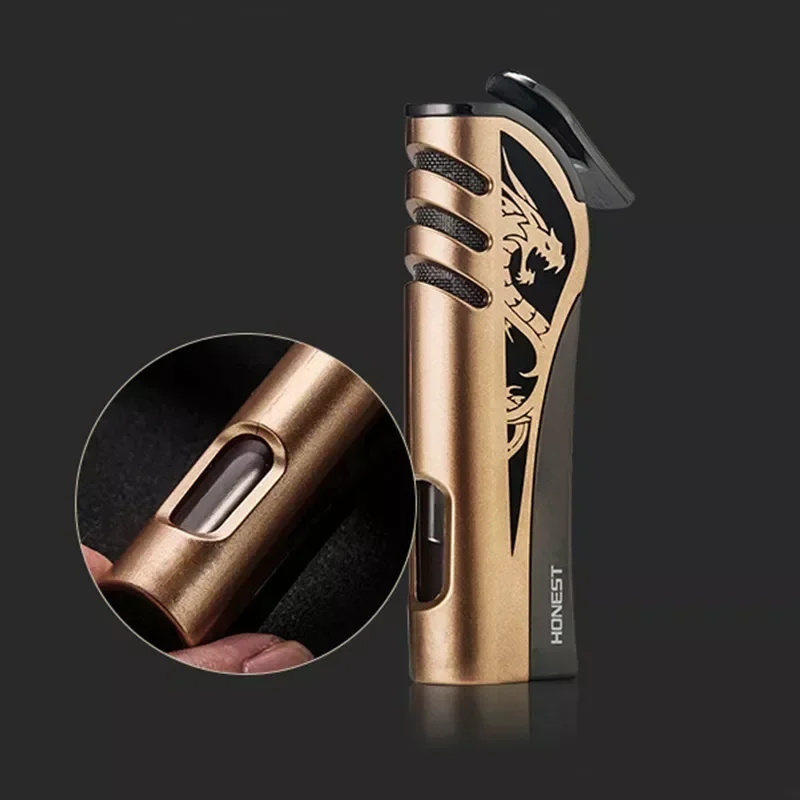 

HONEST Metal Windproof Direct Charge Butane Gas Barbecue Cigar Tool Lighter Butane Gas Turbine Torch Igniter High End Gift