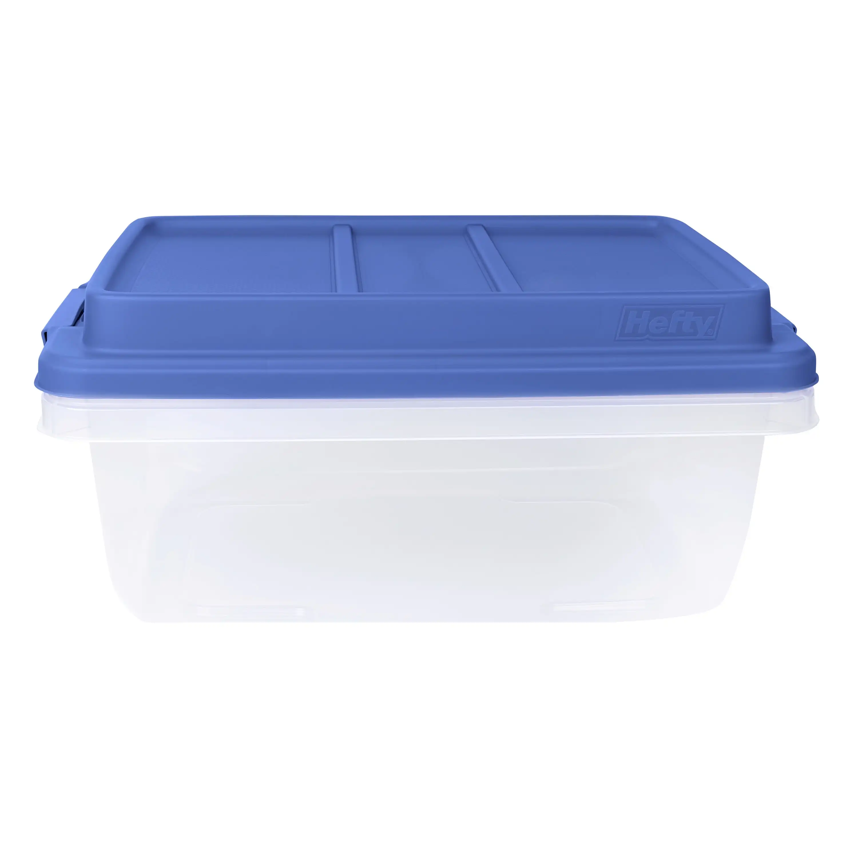 Hefty 18 Qt. Clear Plastic Storage Bin - 8-Pack with Blue HI-Rise