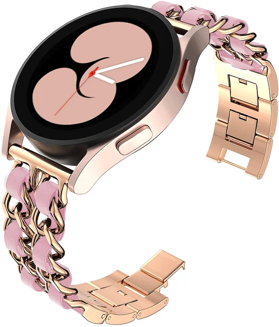 Leather and Metal Link Bracelet Watch Strap, 20mm/22mm Band