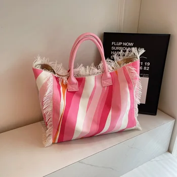 2025 Borsa tote da donna per borsa da spiaggia da viaggio Borse da pendolare a spalla di grande capacità Borse a mano con nappa in denim con stampa nappa