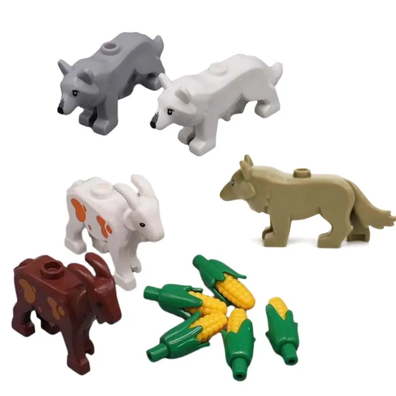 MOC 동물 장면 빌딩 블록 고양이 개 양 돼지 닭 독수리 앵무새 돌고래 동물원 프람 액세서리 DIY 장난감 브릭 T14