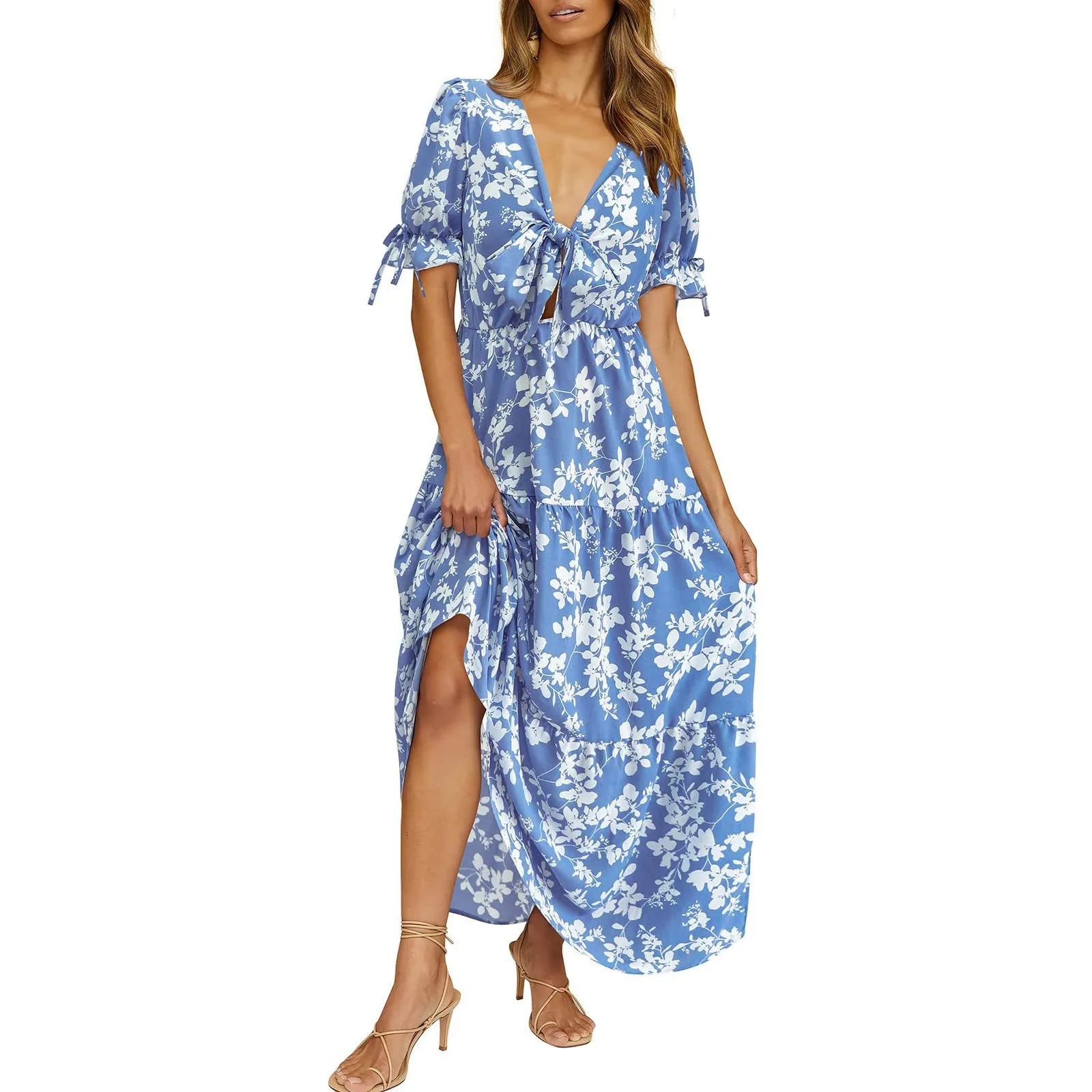 

V-Neck Printed Birthday Dress for Women New Spring and Summer Female Dress Korean Fashion Summer Dress Women Vestidos Para Mujer