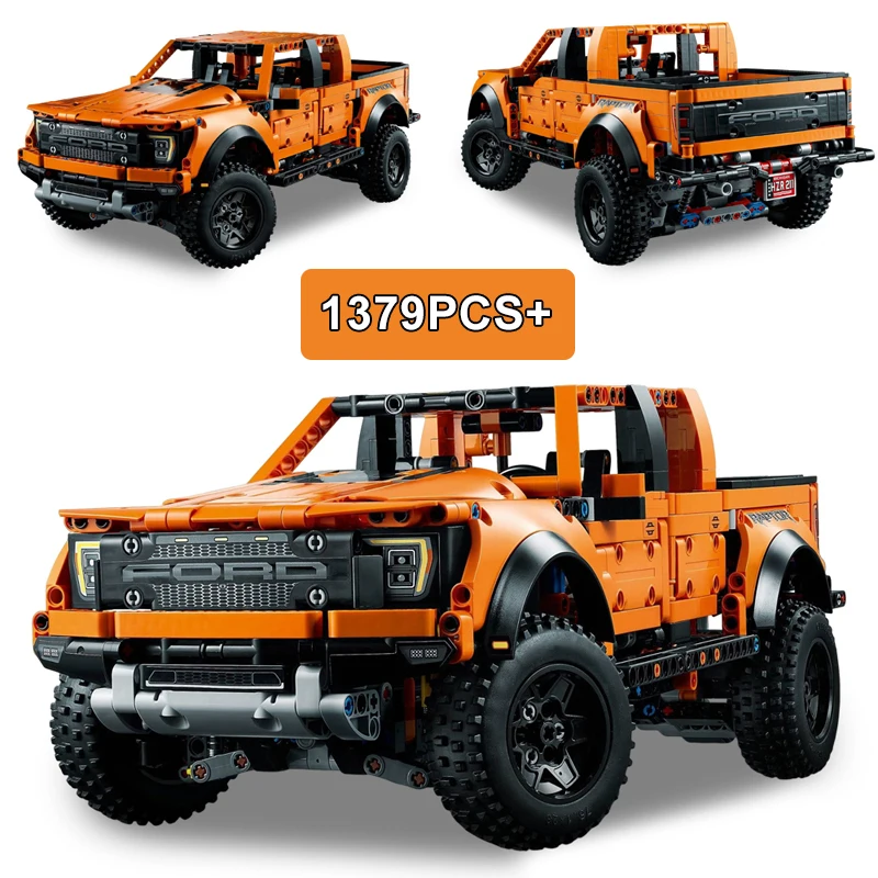 포드 랩터 F-150 픽업 트럭 럭셔리카 로고 빌딩 블록, 기술 42126, 레이싱 차..