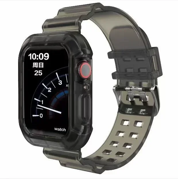 Transparent Protective Band and Case for Apple Watch - Clear Plastic Strap