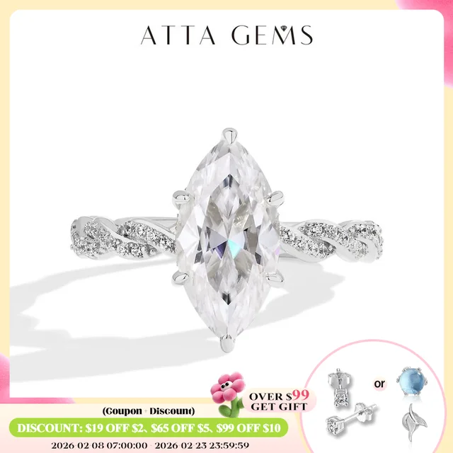 ATTAGEMS 3.0CT Marquise Cut Moissanite Engagement Rings For Women 14*7mm Lab Diamond S925 Sterling Silver Wedding Party Jewelry 1