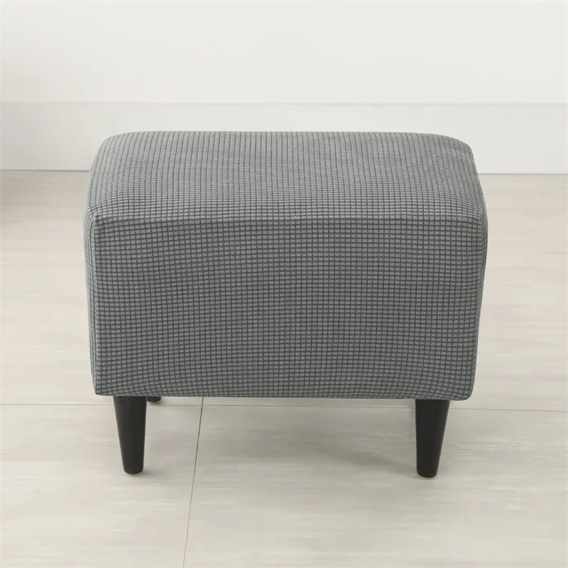 1PC Rectangle Ottoman Stool Covers Polar Fleece Stretch Elastic Footrest Cover Non-Slip Anti-Dust Footstool Slipcover Protector 4