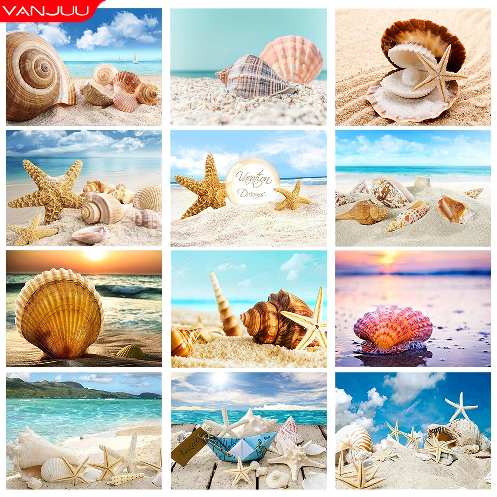 

Beach Shell Figure 5D Diamond Painting Kits Starfish Full Round/Square Diamond Mosaic Rhinestone Embroidery DIY Home Decor Gift