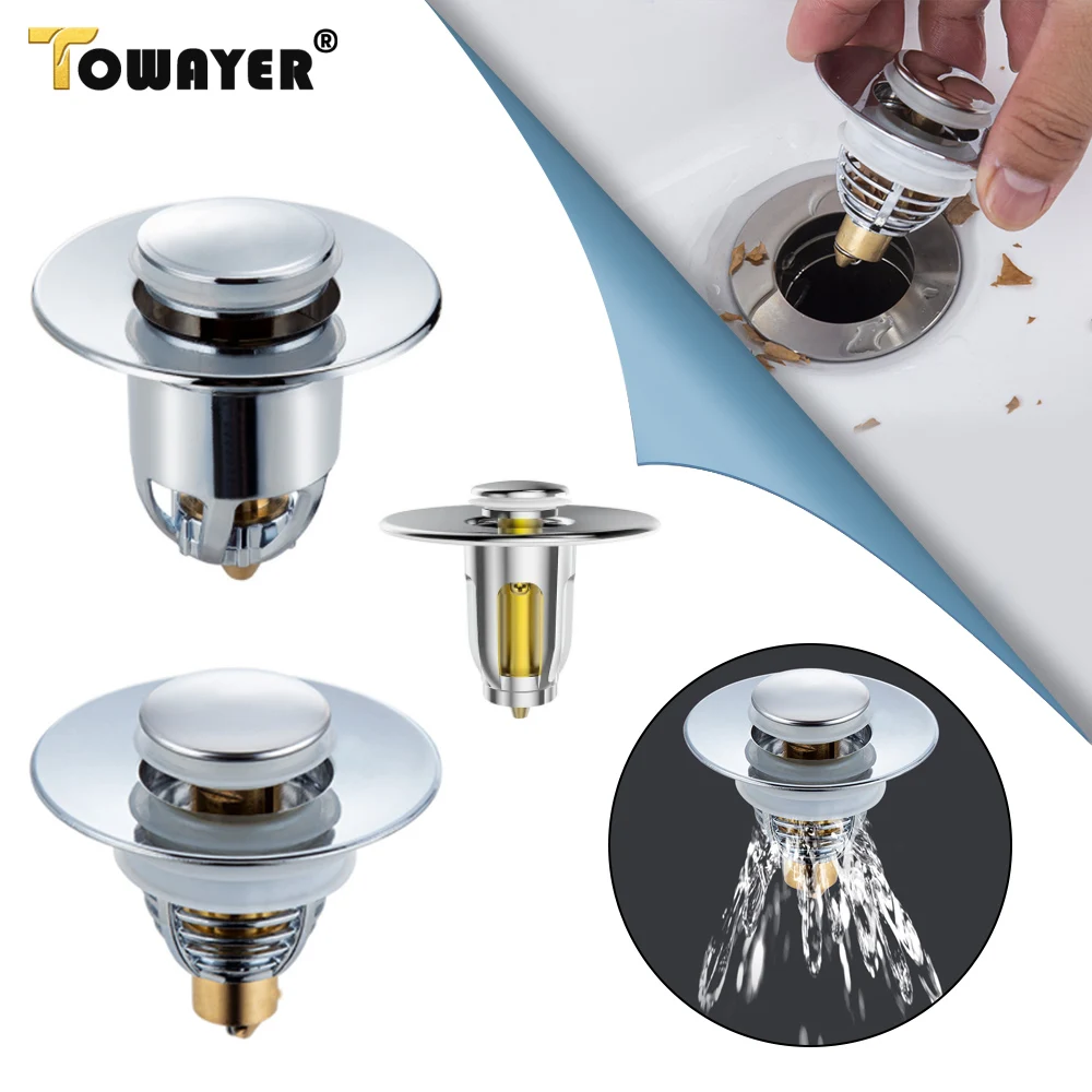 Universal Stainless Steel Pop Up Bounce Core Basin Drain Filter Hair