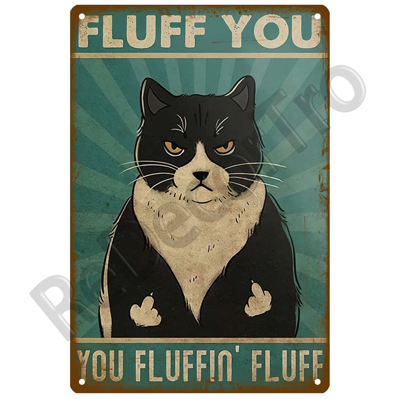 Retro Schwarz Katze Metall Vintage Poster Lustige Hund Wand Kunst Pet Zeichen Cafe Wandbild Plaque Metall Zeichen Zinn Zeichen Platte bad Home Decor – Detail 14