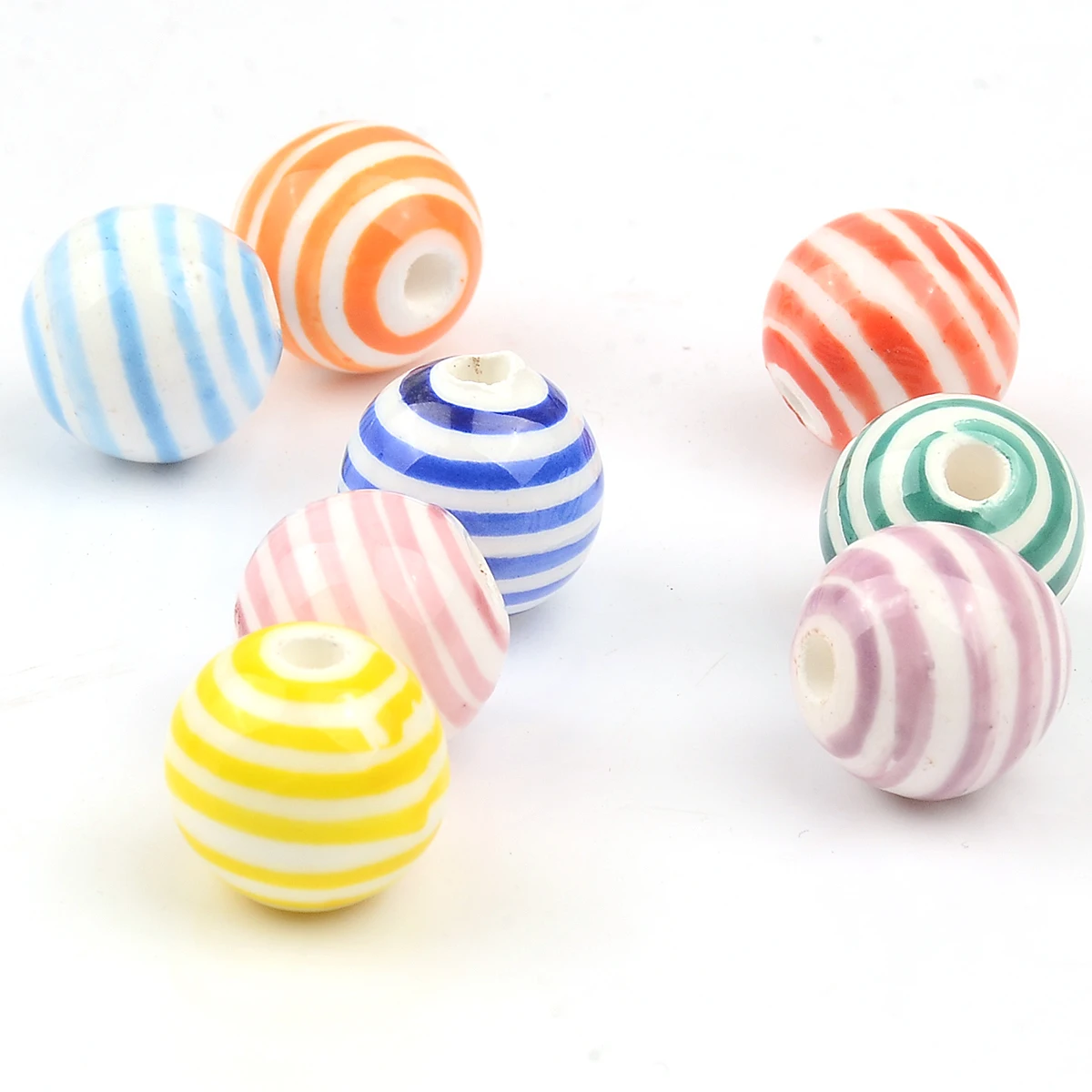 

12mm Mixed Round Stripe Colorful Spacer Beads for Jewelry Making Bracelet Necklace DIY Handmade Ceramic Beads Accessories