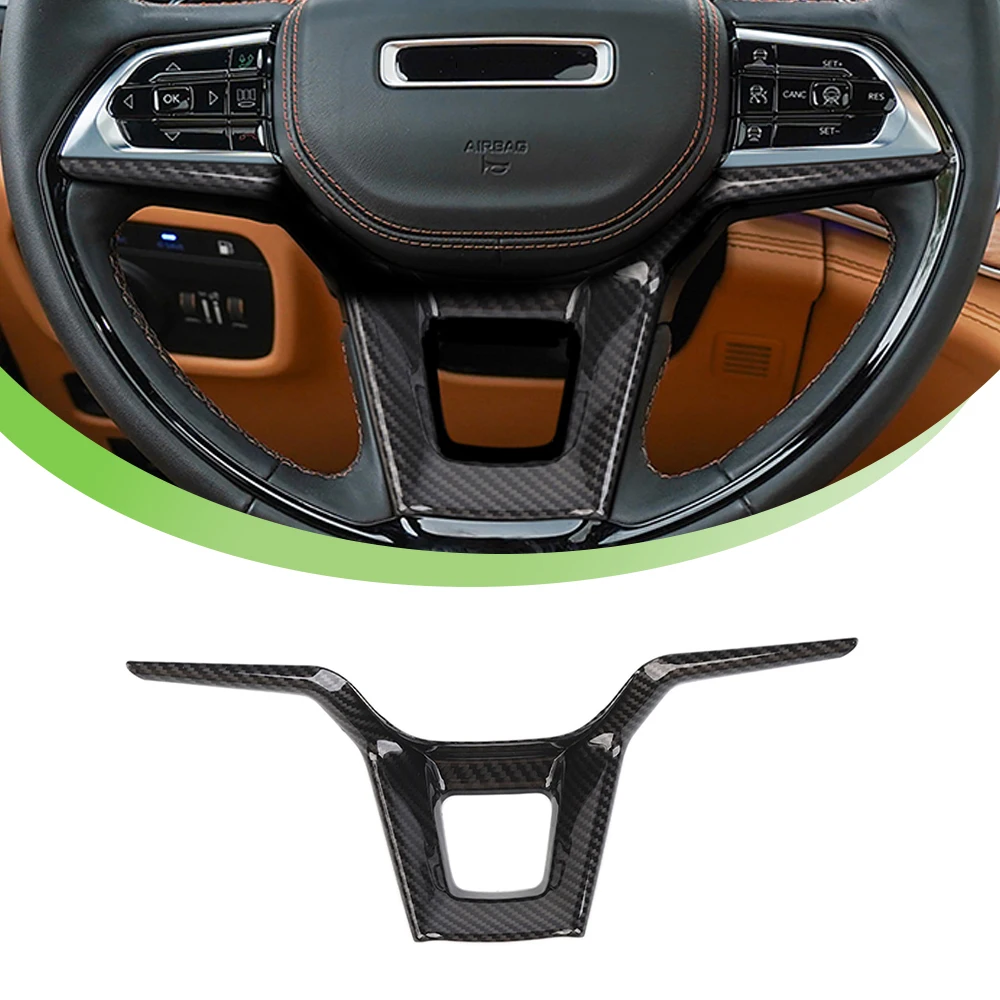 

Отделка рулевого колеса, наклейка на крышку для Jeep Grand Cherokee 2021 2022 2023, аксессуары для салона автомобиля, внешний вид из углеродного волокна