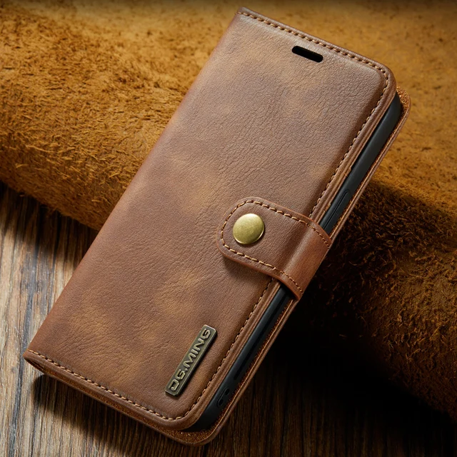 HARDISTON Genuine Leather Handmade Wallet Case Compatible with iPhone 11 6.1'' - Detachable Strong Magnetic Flip Cover with Card Holders 