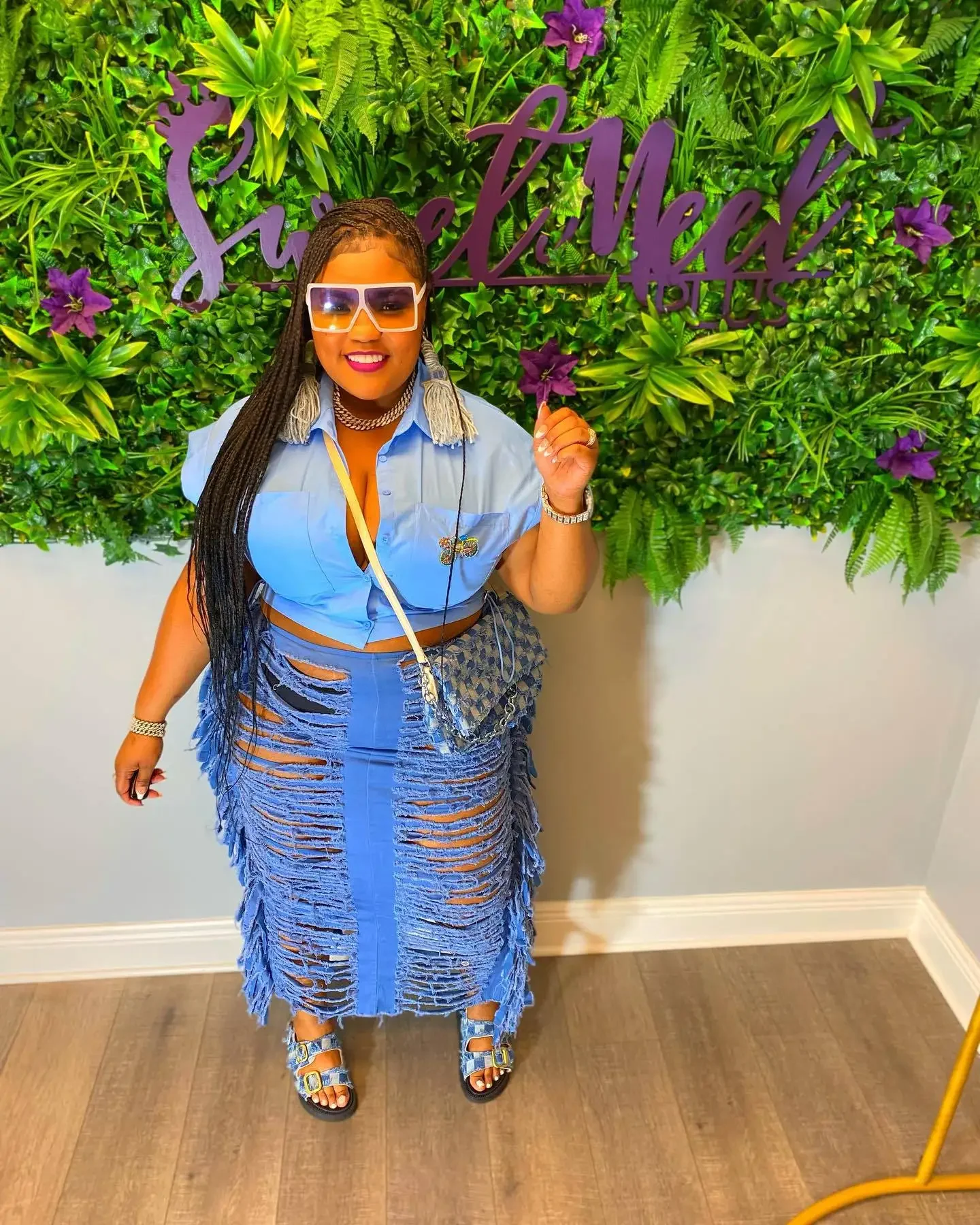 Women Fashion Ripped Out Hollow Out Tassel Pencil Maxi Long Denim Skirts Street High Waist Zipper Bodycon Jean Skirts