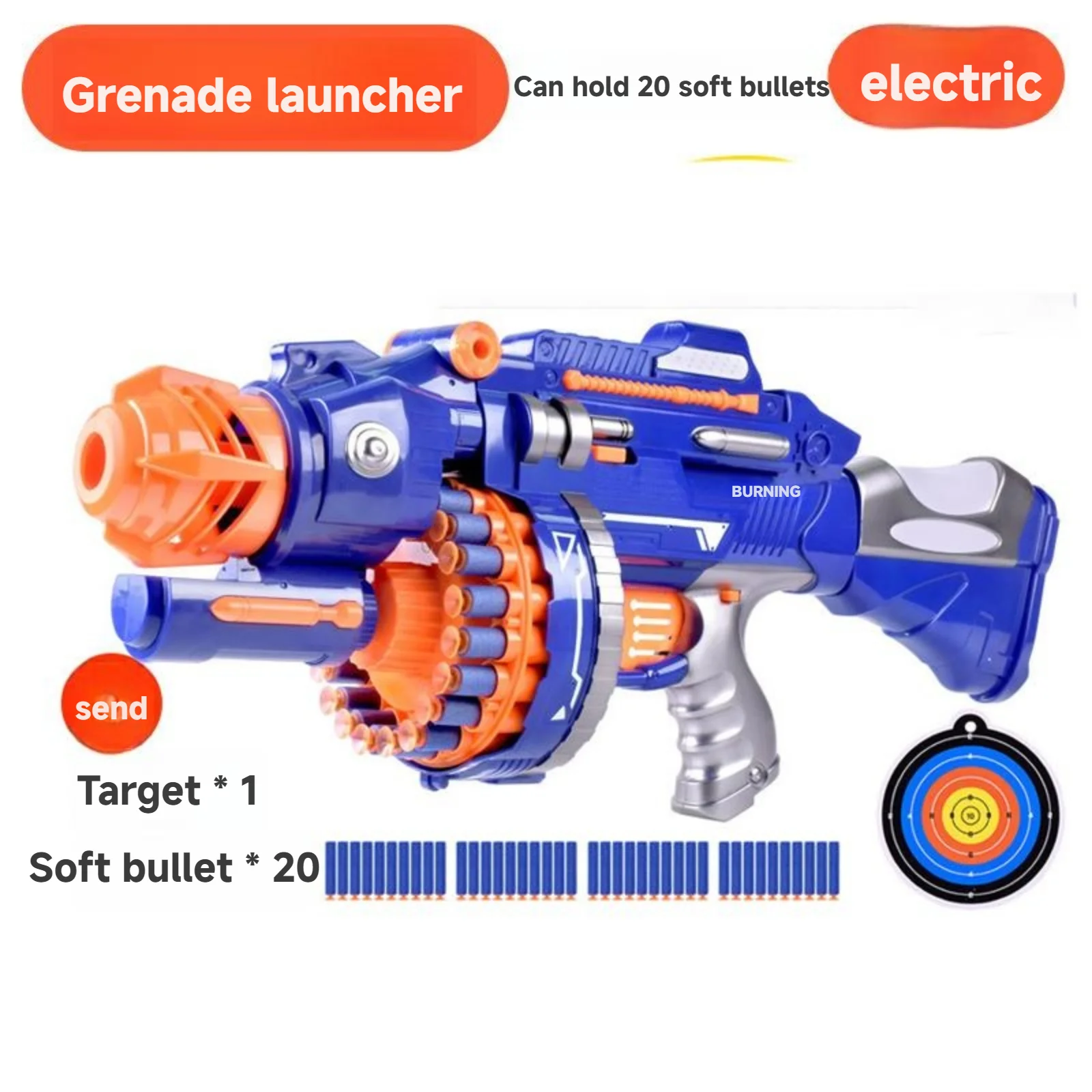 Boys Electric Continuous Shooting Gatling Toy Gun Suction Cup Soft Bullet Gun Nerfs Gun BB Gun Children's Birthday Gift 2