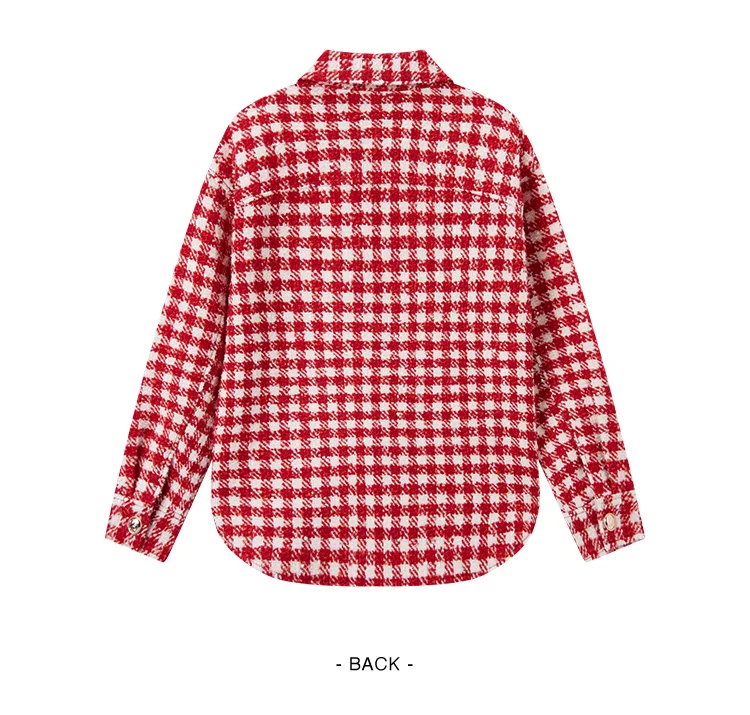 Prendas de abrigo para mujer, estilo medio largo, moda nueva primavera, top de tweed a cuadros