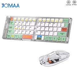 Foldable Transparent Bluetooth Keyboard & Mouse Set - Rechargeable, Full - Size, Portable Travel Companion (Green Portuguese)