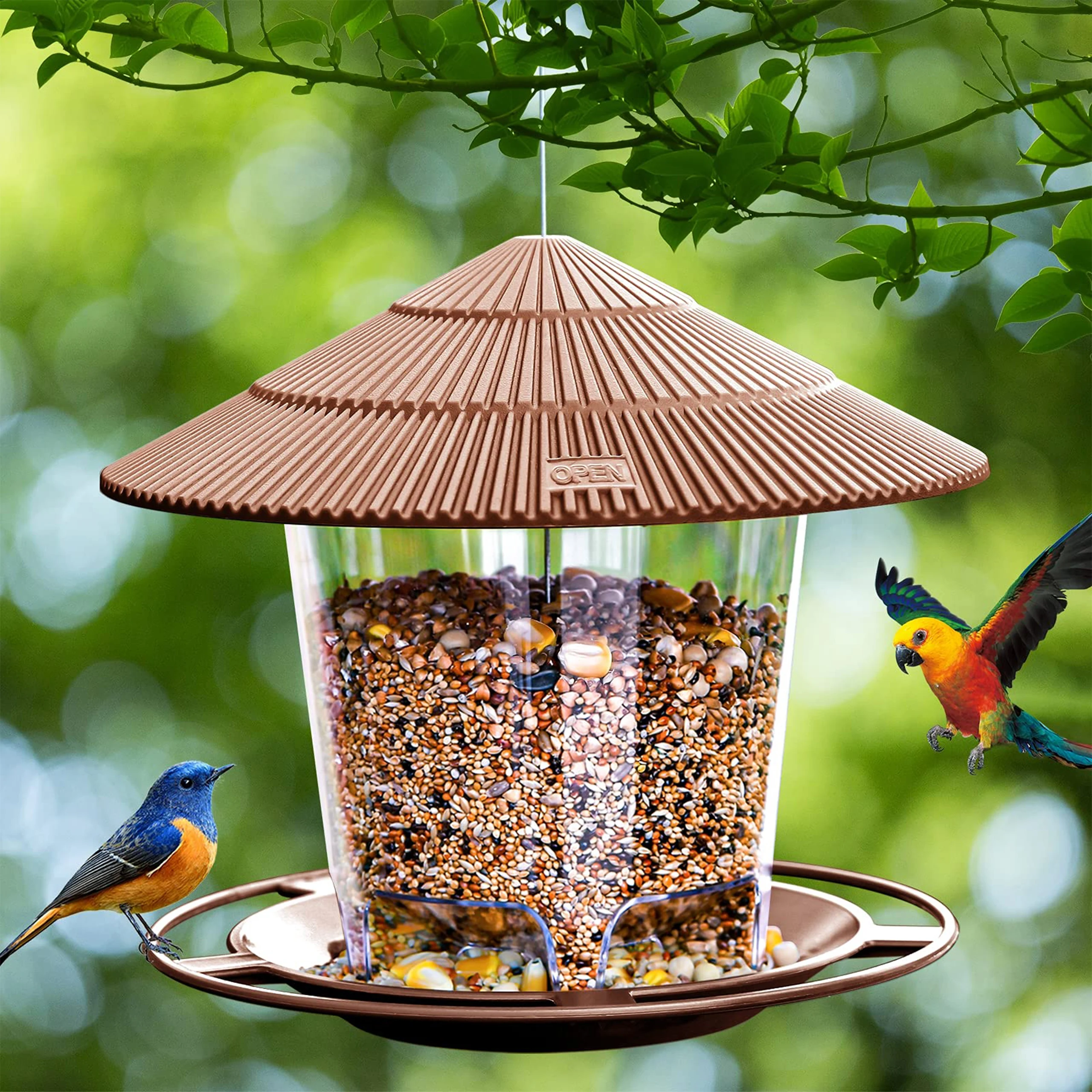 Wild Bird Feeder Hanging Roof For Garden Yard Outside Decoration Outdoor Feeding Tool Squirrel proof Seed Nut Container