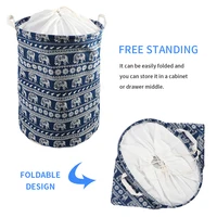 Large Free Standing Clothes Storage Pouch with Lid Toy Bag Bedroom Laundry Dirty Clothes Basket Drawstring Foldable Laundry Bag 1