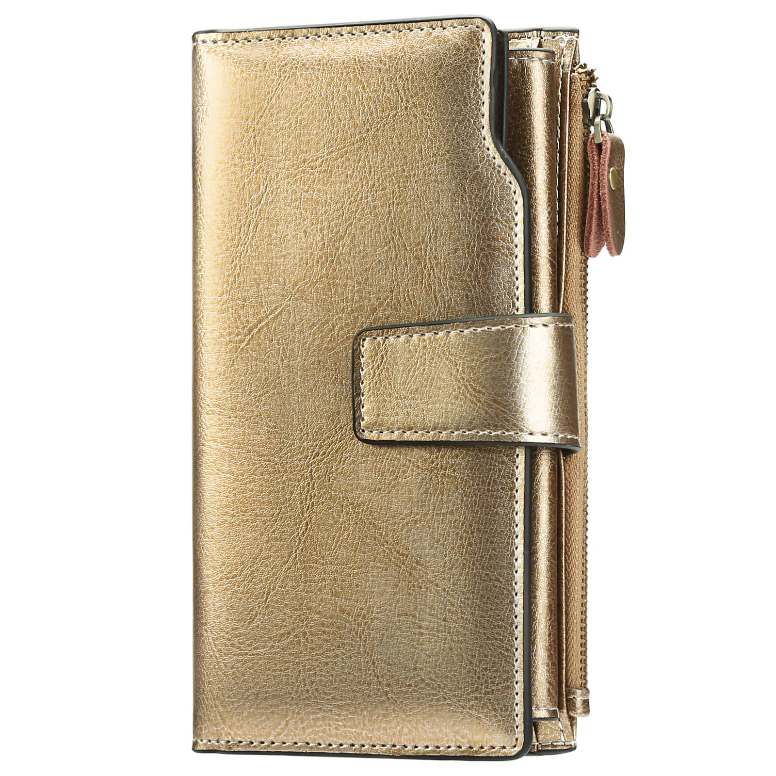 Genuine Leather Women's Wallet Long Oil Wax Cowhide Female Multi-card Wallet
