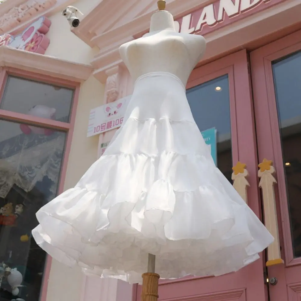 Krinoline-Petticoat für Mädchen unter dem Rock, kurzer weißer Unterrock, A-Linie, Ballkleid-Petticoats, Cosplay, Lolita, kurzer Petticoat – Detail 6