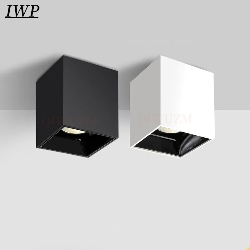 Square Surface Dimmable LED COB Downlight spotlight 7W10W 15W 18W AC110V 220V indoor lighting No opening LED Ceiling Spot lights led downlight recessed ceiling spotlight