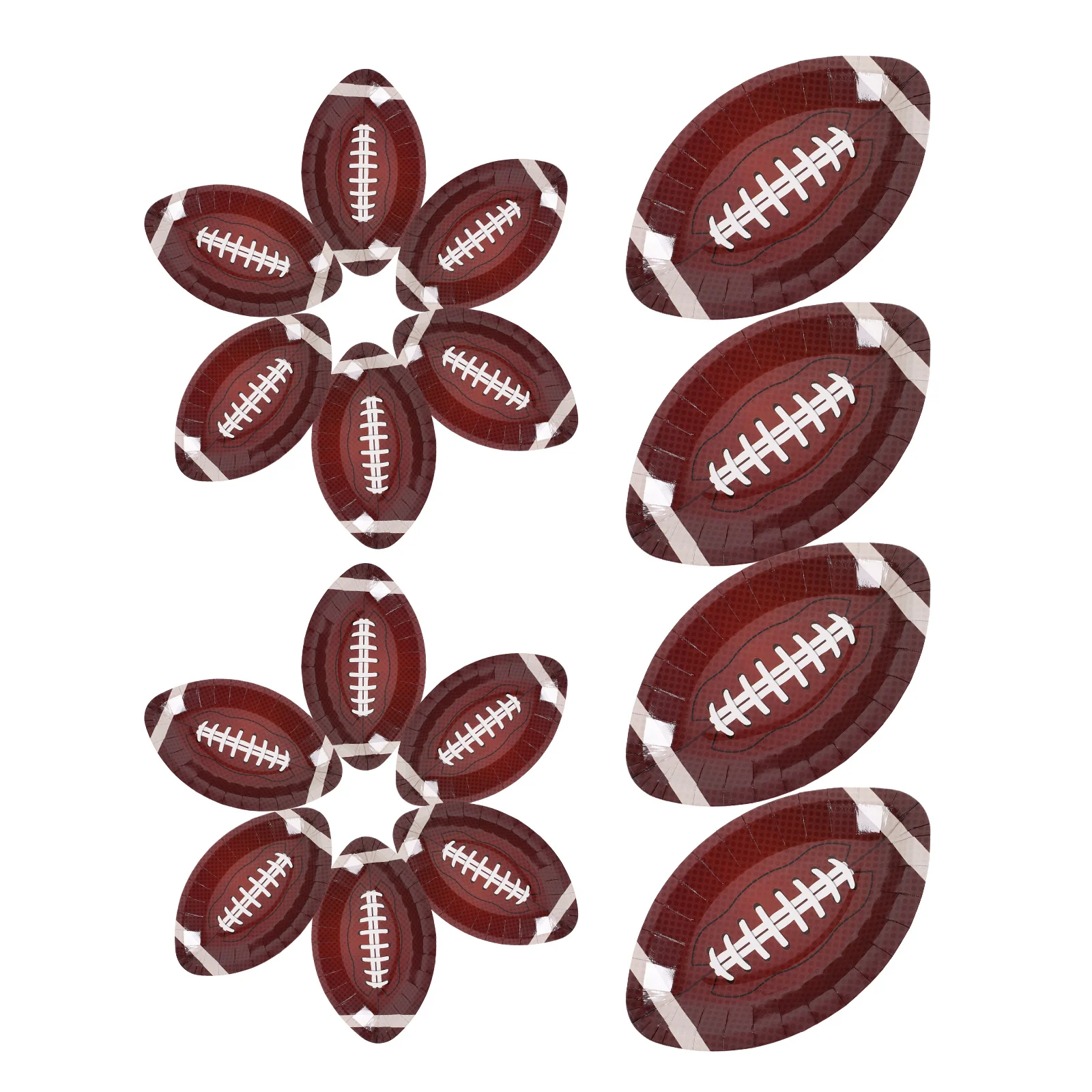 20pcs Football Paper Plates Disposable Oval Trays Deep Brown Rugby Theme Party Supplies Serving Plates Dessert Kitchen