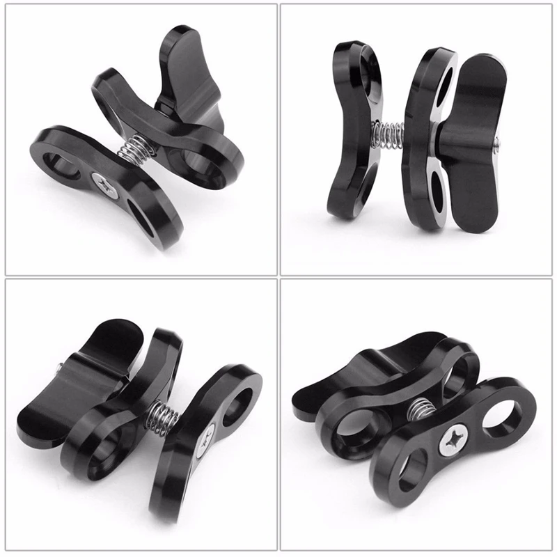 T35C 2 Pcs Camera Accessory Diving Lights Ball Butterfly Clip Arm Clamp Mount Aluminum For Gopro Hero 3+/4/5 Xiaoyi Gitup SJ6000