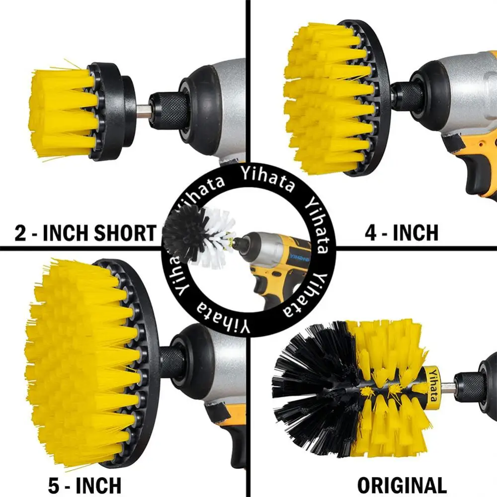 

2/3.5/4/'' Brush Attachment Set Power Scrubber Drill Brush Polisher Bathroom Cleaning Kit with Extender Kitchen Cleaning Tools