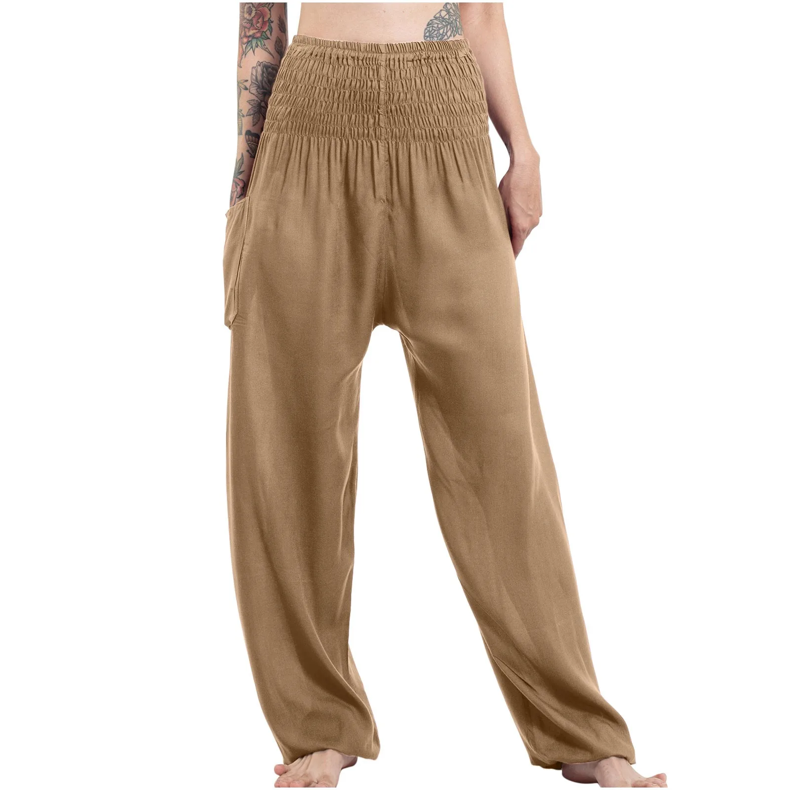 

Solid Color High Waisted Pants For Woman Wide Leg Autumn Winter Trousers With Pockets Casual Loose Pants Womens Clothing Fashion